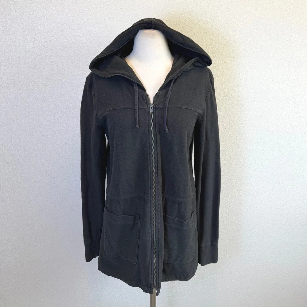 Standard James Perse Gray Full Zip Hoodie Sz 2 Medium Drawstring Athletic